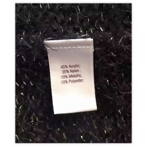 JENNIFER LOPEZ Sz L Eyelash Blk Silver Met Sweater - Picture 5 of 5